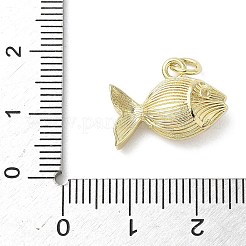 真鍮チャーム  丸カン付き  魚  18KGP本金メッキ  13x17.5x5.5mm  穴：3mm&nbsp;KK-L248-10G