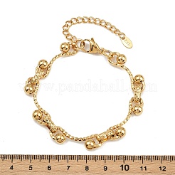 女性用304ステンレススチールリンクチェーンブレスレット  PVD真空メッキ  18KGP本金メッキ  7-3/8インチ（18.7cm）&nbsp;BJEW-Z143-14G
