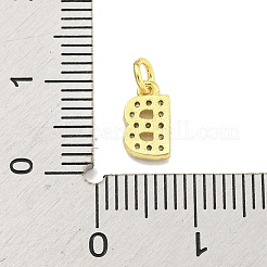 レター真鍮マイクロパヴェクリアキュービックジルコニアペンダント  丸カン  ゴールドカラー  文字B  8x5x2mm  丸カン：4x0.9ミリ  穴：2.5mm&nbsp;KK-K354-06G-B