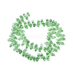 クリスタルガラスビーズ連売り  トップドリルビーズ  多面カット  ティアドロップ  ライムグリーン  13x6mm  穴：1mm  約90~95個/連  16~18インチ&nbsp;X-GLAA-D033-19