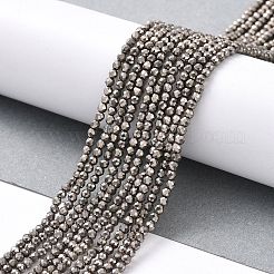 電気メッキガラスビーズセット  フルメッキ  多面カットラウンド  プラチナメッキ  2mm  穴：0.7mm  約160~178個/連  34.5~36cm&nbsp;X-GLAA-H021-01A-FP12