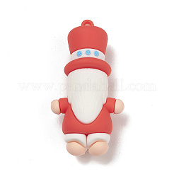 PVCプラスチッククリスマススタイルの大きなペンダント  サンタクロース  63x32x21mm  穴：3mm&nbsp;PVC-O001-02B