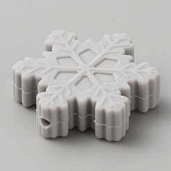 スノーフレーク食品グレードの環境に優しいシリコーンビーズ  ライトグレー  29.5x26x8.5mm  穴：2mm&nbsp;LS-SIL-SZC0006-03A