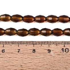 透明ガラスビーズ連売り  ライス  多面カット  サドルブラウン  8~9x5~6mm  穴：0.9~1mm  約67~68個/連  22.83~23.62インチ（58~60cm）&nbsp;GLAA-N071-01A-A18