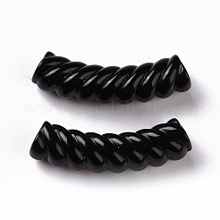 不透明なアクリルビーズ  ツイスト  カーブチューブ  ブラック  33x12x8.5mm  穴：1.6mm&nbsp;X-OACR-A016-03F
