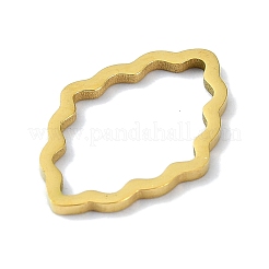 304ステンレススチールリンクリング  菱形  ゴールドカラー  17.5x12x1mm&nbsp;STAS-C097-01G