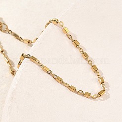 女性用304ステンレススチール製直方体リンクチェーンブレスレット  イオンプレーティング（ip）  ゴールドカラー  6.69インチ（17cm）&nbsp;BJEW-G790-04G