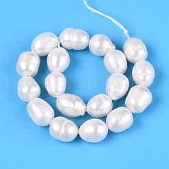 天然養殖淡水パールビーズ連売り  ライス  乳白色  8.5~11.5x7~8mm  穴：0.6~0.7mm  約17~18個/連  6.89~7.09''（17.5~18センチメートル）&nbsp;PEAR-T006-03