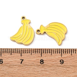 フルーツシリーズ 304 ステンレススチール エナメルチャーム  イオンプレーティング（ip）  ゴールドカラー  バナナ  15x12x1mm  穴：1.2mm&nbsp;STAS-U060-03G-09