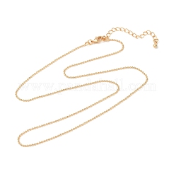 女性用1mm真鍮ボールチェーンネックレス  ニッケルフリー  18KGP本金メッキ  18.50インチ（47cm）&nbsp;NJEW-Q351-01G