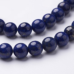 染め加工グレードA天然のラピスラズリビーズ連売り  ラウンド  直径約8mm  穴：1mm  約44~48個/連  15インチ&nbsp;GSR8mmC123