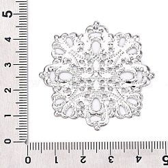 アイアン製フィリグリー透かしコネクター  エッチングされた金属装飾  花  プラチナ  44x44x1mm  穴：1.4mm&nbsp;FIND-B020-04P