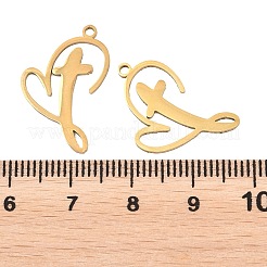 ステンレスペンダント201個  ハートとクロスのチャーム  ゴールドカラー  17.5x16.5x1mm  穴：1.4mm&nbsp;STAS-B135-04G