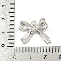 変色しない304ステンレススチールペンダント  ちょう結びチャーム  ステンレス鋼色  18x21x3mm  穴：2mm&nbsp;STAS-M001-01P