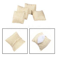 ジュエリーブレスレットと時計ディスプレイ用のクラフト麻枕ホルダー  バリーウッド  7.8x7x4.65cm&nbsp;BDIS-WH0002-01