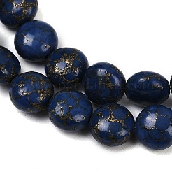 合成ハウライト模造ラピスラズリビーズ  フラットラウンド  染め  ブルー  10x7mm  穴：1.4mm  約39個/連  15.28''（38.8センチメートル）&nbsp;G-S393-12A-10mm