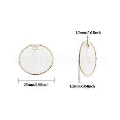 電気メッキナチュラルカピスシェルペンダント  フラットラウンド  ライトゴールド  25x1~1.5mm  穴：1.2mm  16個/箱&nbsp;SHEL-CA0001-001