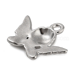 変色しない316ステンレススチールペンダント  天使のチャーム  ステンレス鋼色  15.5x20x3mm  穴：1.6mm&nbsp;STAS-B047-10P
