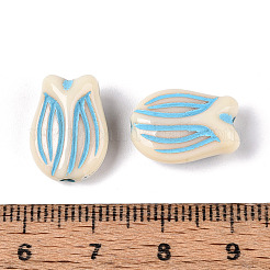 塗装された不透明アクリルビーズ  花  ライトスカイブルー  16x10.3x7mm  穴：2mm  約724個/500g&nbsp;OACR-T029-02T
