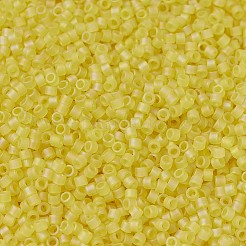 MIYUKIデリカビーズ小  シリンダー  日本製シードビーズ  15/0  （dbs0854)つや消し透明黄色ab  1.1x1.3mm  穴：0.7mm  約3500個/10g&nbsp;X-SEED-J020-DBS0854