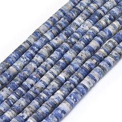 天然石ソーダライトビーズ連売り  艶消し  ディスクビーズ  ヒシビーズ  6~6.5x1~1.5mm  穴：0.9mm  約242~244個/連  15.16~15.35インチ（38.5~39cm）&nbsp;G-P575-B26-6x1mm