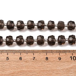 天然氷オブシディアンビーズ連売り  シードビーズで  多面カット  ロンデル  8x6mm  穴：1mm  約25個/連  7.72''（19.6センチメートル）&nbsp;G-N327-08Z