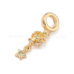 真鍮パヴェゴールドキュービックジルコニアヨーロピアンダングルチャーム  星型大穴ペンダント  18KGP本金メッキ  29mm  穴：5.5mm&nbsp;KK-K407-37G-01