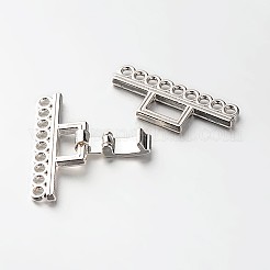 1連売り合金と真鍮製の留め金  9穴  プラチナ  18mm  穴：24x29x5mm&nbsp;PALLOY-N0112-04P