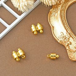 真鍮製マグネットクラスプ  コラム  ゴールドカラー  12x6mm  穴：2mm&nbsp;KK-YW0001-57G