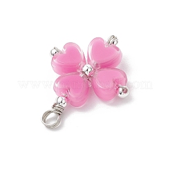 真鍮のペンダント付きアクリル  クローバー  プラチナ  27~28x22x6mm  穴：3.5mm&nbsp;PALLOY-JF04136-02
