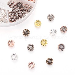 真鍮製ラインストーンスペーサービーズ  グレードAAA  ウェーブエッジ  ロンデル  クリスタル  ミックスカラー  8x3.8mm  穴：1.5mm  120個/箱&nbsp;RB-JP0002-08
