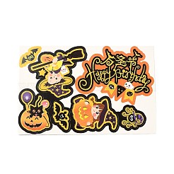 Diyハロウィンのテーマ紙ケーキ挿入カードの装飾  竹の棒で  ケーキデコレーション用  魔女を含む  カボチャ  蜘蛛と言葉の幸せなハロウィン  ミックスカラー  150mm&nbsp;DIY-H108-32