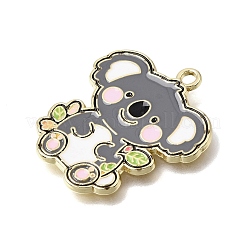 合金ペンダント  コアラチャーム  エナメル  長持ちメッキ  ゴールドカラー  29x26x1.5mm  穴：2mm&nbsp;ENAM-B064-01A