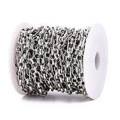 鉄楕円形リンクチェーン  溶接されていない  スプールで  プラチナ  12.5x5.5x2mm  リンク：6x5.5x2mm  約32.81フィート（10m）/ロール&nbsp;CH-T005-05P