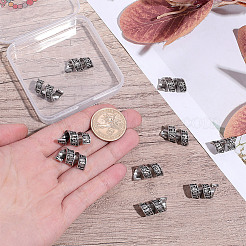 チベットスタイルの亜鉛合金ドレッドヘア編みビーズ10個  ヘアスタイリング用  アンティークシルバー  11x20.5mm  穴：8mm&nbsp;FIND-PA0001-77