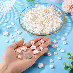 ABSプラスチックパール調ビーズ  混合図形  フローラルホワイト  9~17x9~16.8x4~8mm  穴：1.2~2mm  558個/セット&nbsp;KY-TA0001-52