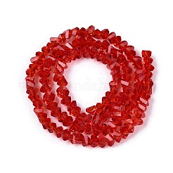 透明ガラスビーズ連売り  三角形  多面カット  クリムゾン  2~2.5x3.5~4x3.5~4mm  穴：0.8mm  約126~132個/連  13.78~14.96''（35~38センチメートル）&nbsp;GLAA-N018-3mm-09