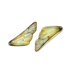 透明エポキシ樹脂ペンダント2個  ウイング  金箔  きいろ  41x16.5x2mm  穴：1.2mm&nbsp;RESI-A044-04C
