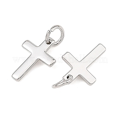 シーグレース真鍮チャーム  クロスチャーム  カドミウムフリーと鉛フリー＆ニッケルフリー  プラチナ  12.5x9x1mm  穴：3.5mm&nbsp;XGRQ6U411-919P
