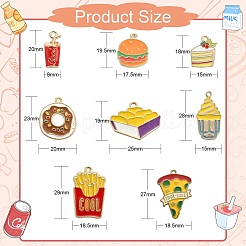 40個8スタイルアロイエナメルペンダント  ゴールドカラー  ハンバーガー＆チキンナゲット＆ケーキ  ミックスカラー  18~28x15~20x1~2mm  穴：1.8mm  5個/スタイル&nbsp;ENAM-CJ0003-39