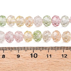 透明ガラスビーズ連売り  ファセット（32ファセット）  ロンデル  カラフル  6x5mm  穴：1mm  約80~85個/連  38~40cm&nbsp;LS-GLAA-T023-6mm-A14