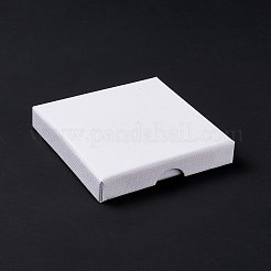 ペーパー スポンジ マット ネックレス ボックス  正方形  ホワイト  9x9x1.6cm  内径：8.3x8.3x1のCM&nbsp;OBOX-G018-01B-03