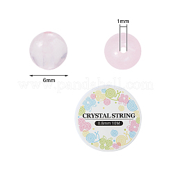 DIYナチュラルローズクォーツビーズストレッチブレスレット作成キット  弾性水晶の線で  ビーズ：6.0mm  穴：1mm  100個/セット  スレッド：0.8mm  約10m /ロール  1roll /セット&nbsp;DIY-CJ0001-21B