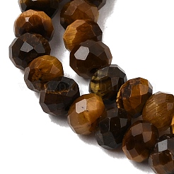 天然石タイガーアイビーズ連売り  多面カット  ロンデル  6x4mm  穴：1.2mm  約93個/連  15.35''（39センチメートル）&nbsp;G-N0179-03-6x4mm-01