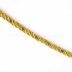 3プライポリエステル＆メタリックコードコード  スプールで  ツイストロープ  DIYコードジュエリーのパーツ  ゴールド  5mm  14 m /ロール&nbsp;OCOR-WH0033-95