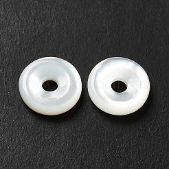 ナチュラルホワイトシェルビーズ  ドーナツ/円盤  ホワイト  10x2.5mm  穴：2mm&nbsp;SHEL-G014-11B