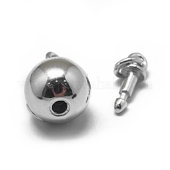 変色防止ロジウムメッキ スターリングシルバーボックス留め金925個  ラウンド  プラチナ  14.5x8mm  穴：1.6mm&nbsp;STER-L057-015A