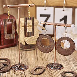 DIY ジオメトリック イヤリング メイキング キット  リング、スクエア、ドーナツ、ティアドロップの天然ウェンジウッドペンダントを含む  真鍮のピアスフック  ココナッツブラウン  144個/箱&nbsp;DIY-TA0005-31