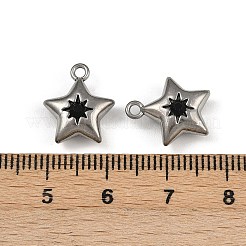 304ステンレススチールチャーム  ラインストーン付き  星のチャーム  ミックスカラー  14.5x12.5x5.5mm  穴：1.6mm&nbsp;STAS-I342-10P