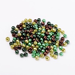チョコミントミックスパールカラーのガラスパールビーズ  ミックスカラー  4mm  穴：1mm  約400個/袋&nbsp;HY-X006-4mm-04